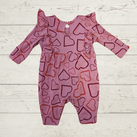 Okie Dokie Ruffle Heart Print Romper Size Newborn - Picture 2 of 2